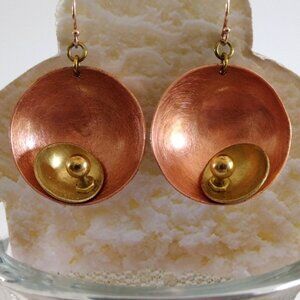 Chick Boss SPARK Dome Shaped Copper and Brass Earrings